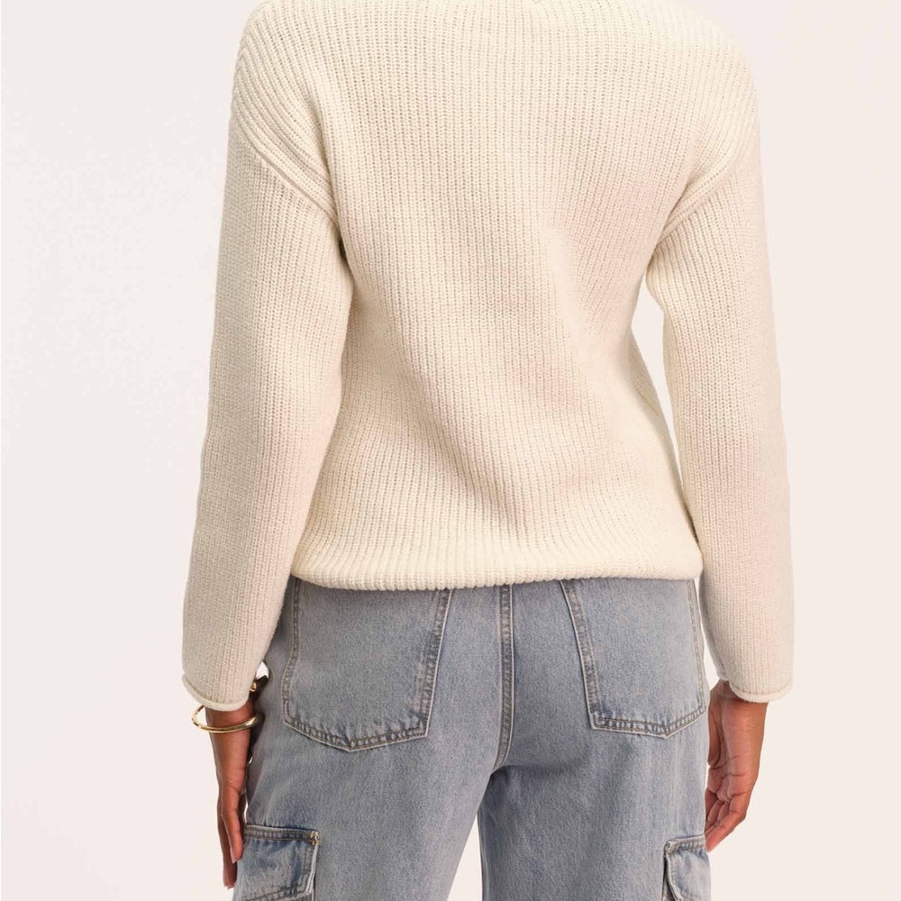 Cute Ribbed Boxy Sweater Cream - Picture 3 of 5